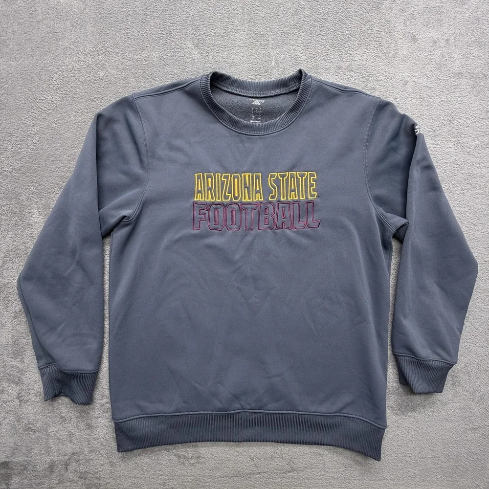 Arizona State Sweatshirt Mens Large Gray NCAA Football Adidas Climawarm